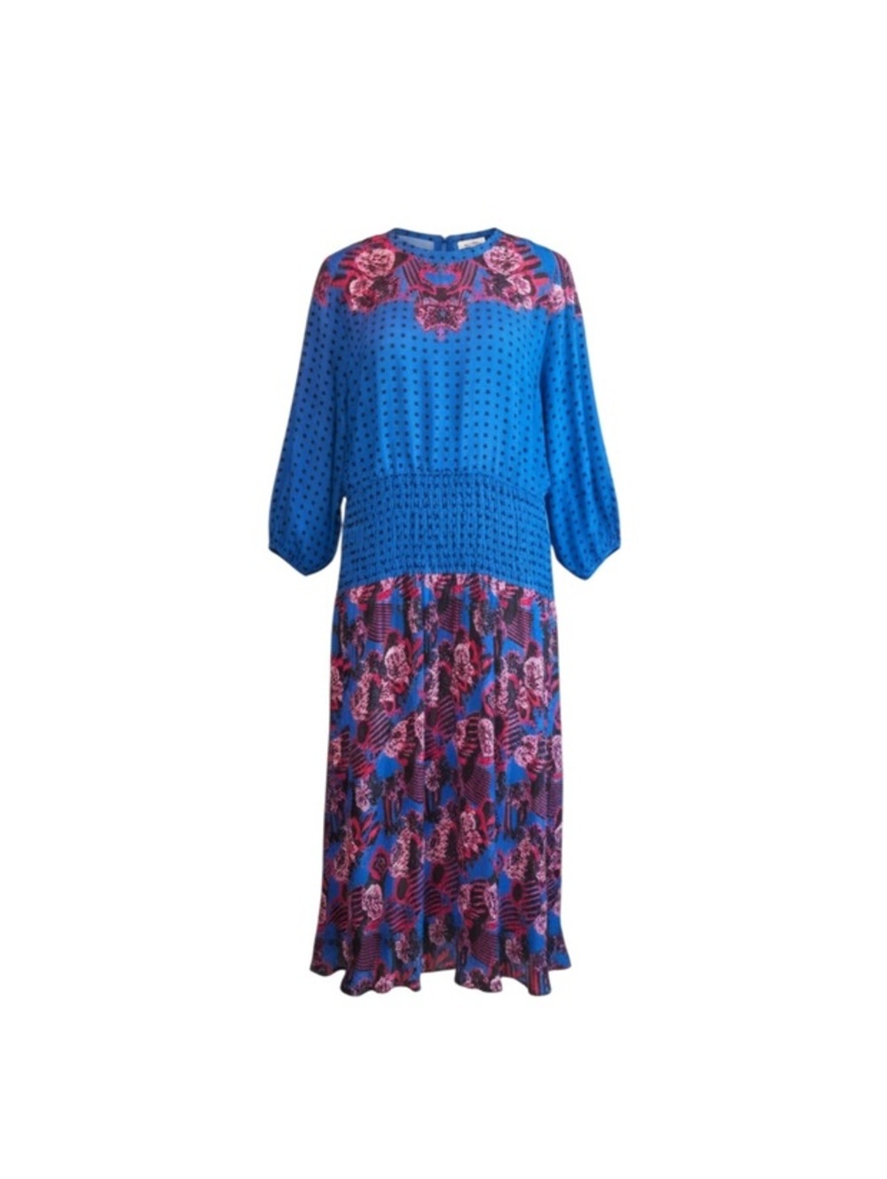 Diane Fries Blue & Pink Floral Midi Dress